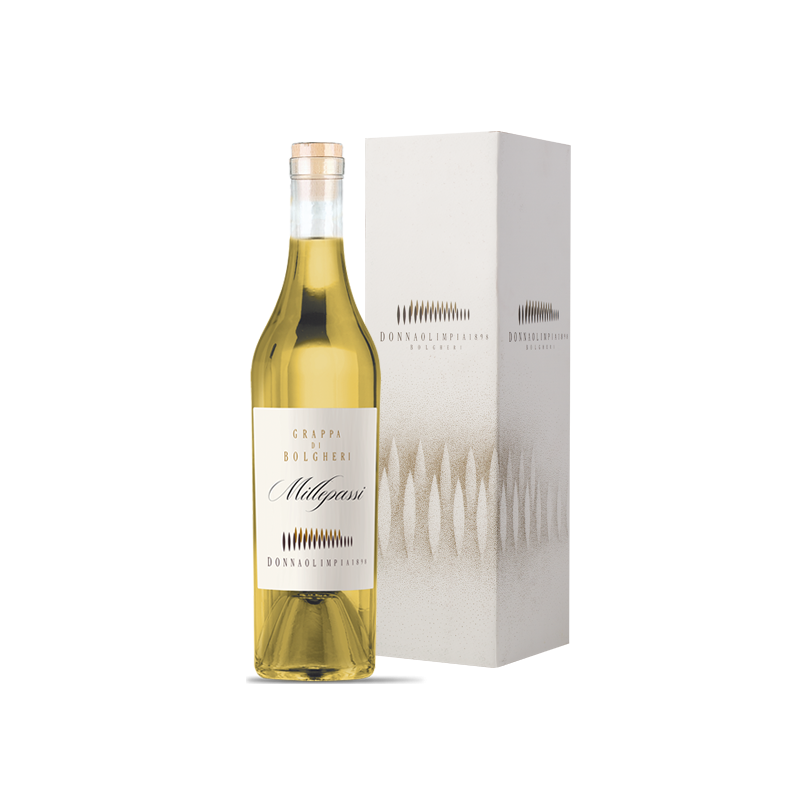 Grappa di Bolgheri Millepassi, Astucciata, Donna Olimpia 1898